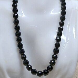 Natural black onyx beaded necklace